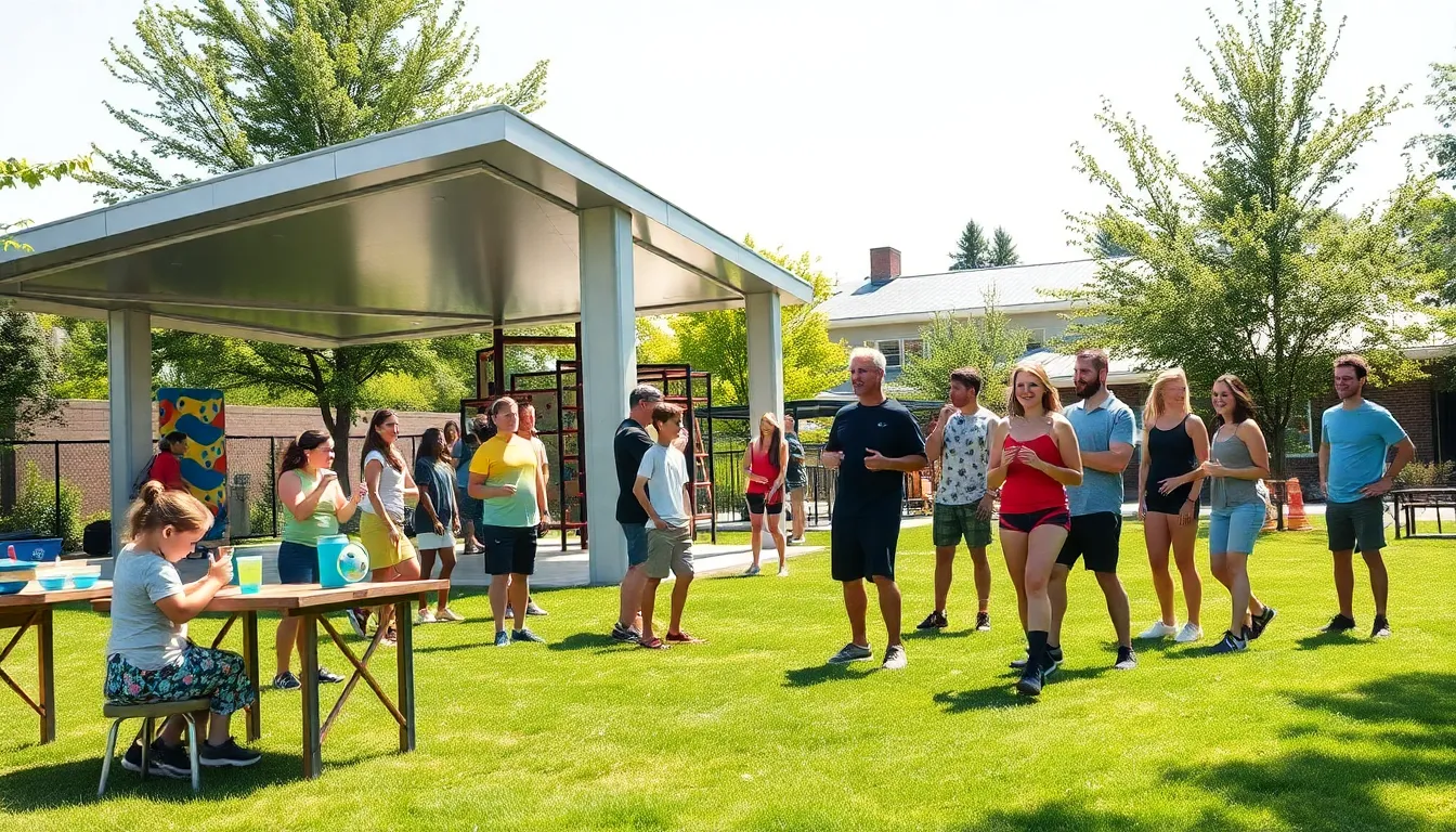 diverse group enjoying activities at a summer camp.